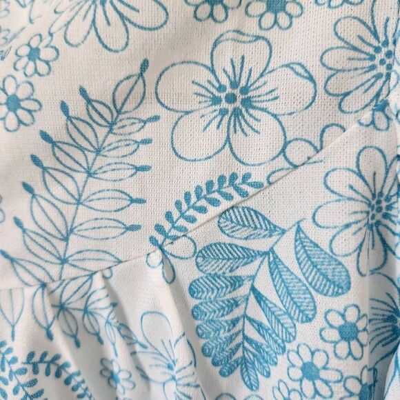 Vintage toddler 3-4t moo moo pajama dress 70s floral blue white sleepwear French - Picture 2 of 4